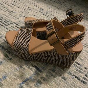 Navy blue and tan loft wedges